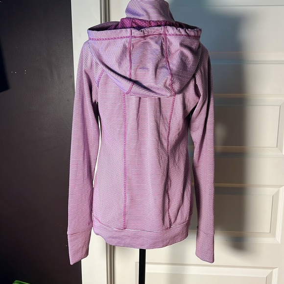 Tangerine Hoodie Purple Stripe 1/2 Zip Women’s Pullover Pocket Medium - Picture 6 of 8